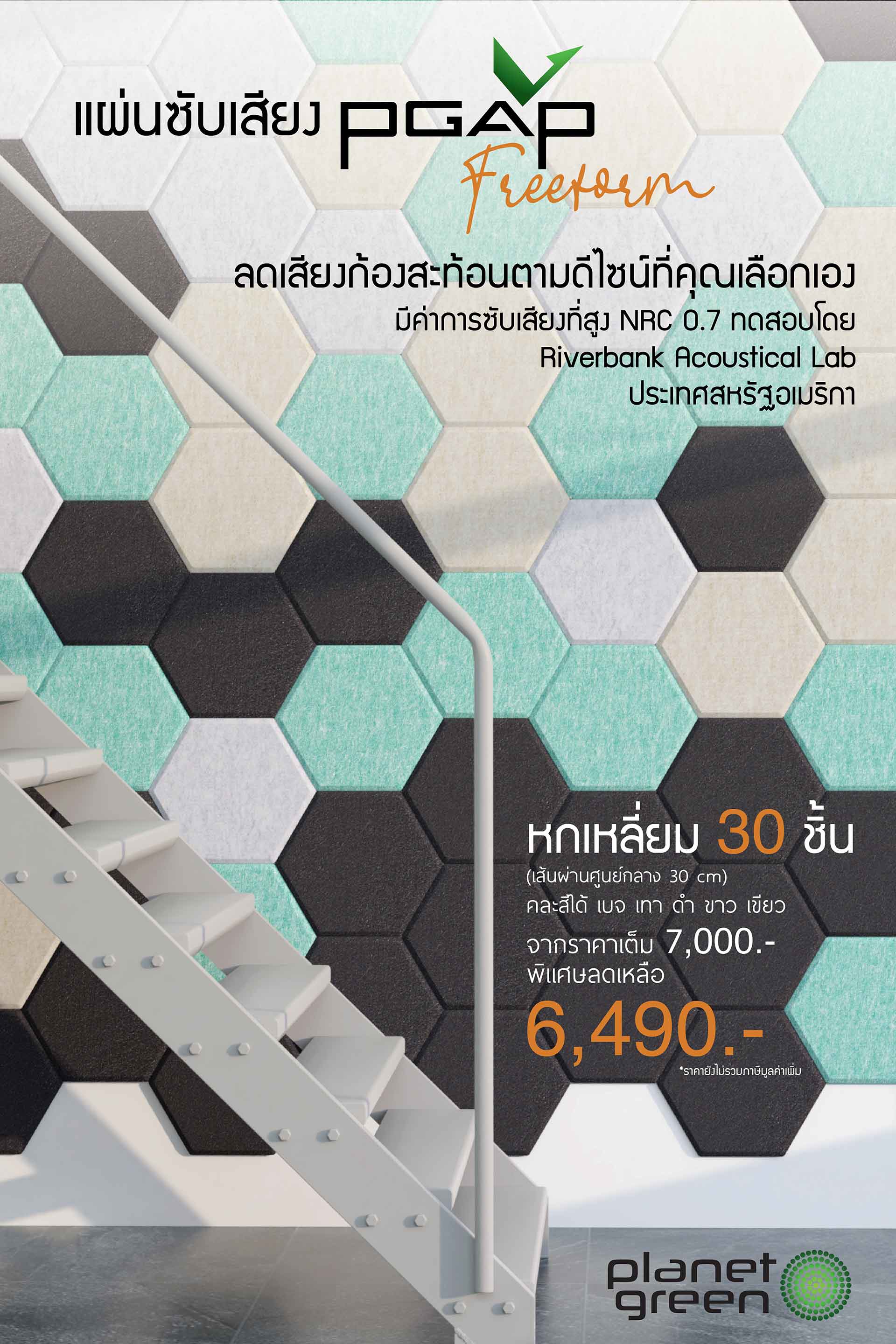 แผ่นซับเสียง PGAP รุ่น Freeform ทรงหกเหลี่ยม